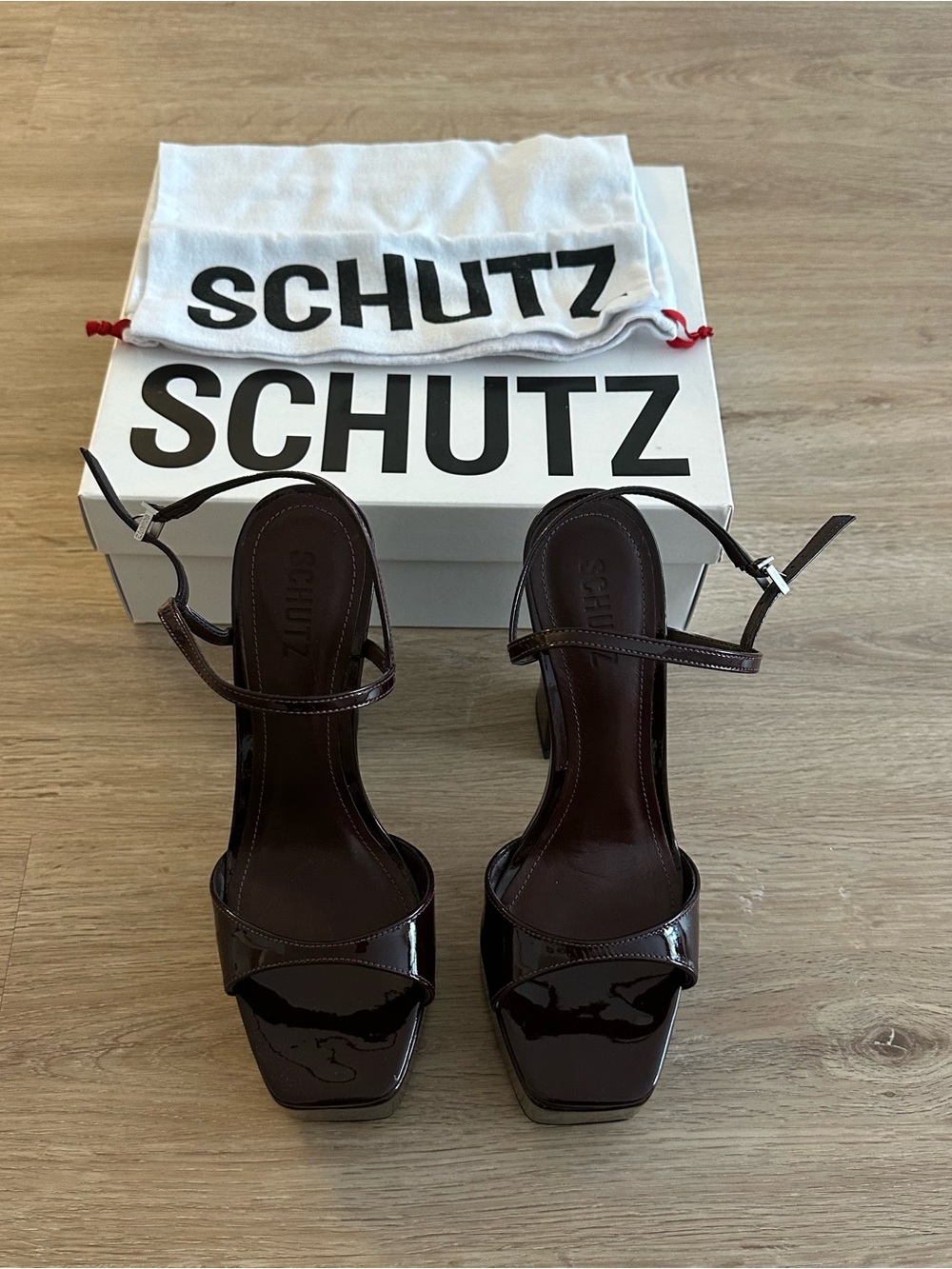 SCHUTZ Arlene Patent Sandal in Maplewood
